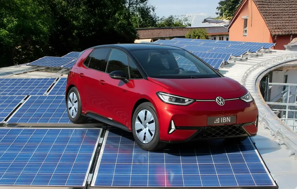 IBN Solarauto VW ID.3 auf dem Solardach des IBN – Simulation